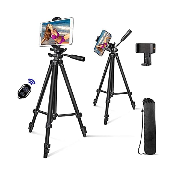 Handy Stativ,42"(106cm) Leichtes Kamera Stativ für Smartphone,iPhone stativ mit Handy Halterung und Bluetooth Fernbedienung,Aluminium Dreibein Stative für iPhone, DSLR, Kamera, Gopro
