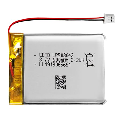 EEMB Lithium Polymer battery 3.7V 600mAh 503042 Lipo Rechargeable Battery Pack with wire JST Connector-confirm device & connector polarity before purchase