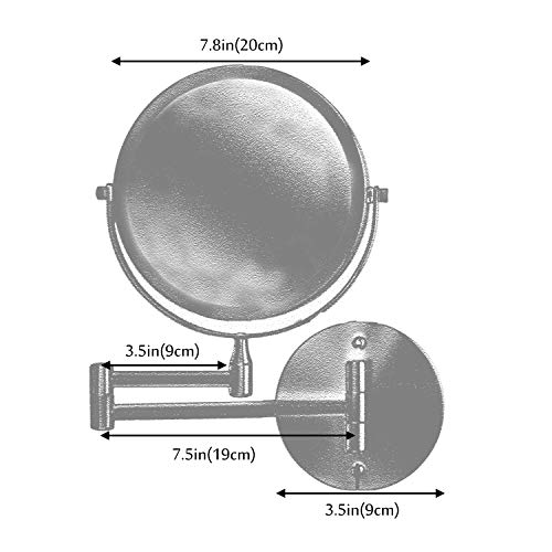 NEWRAIN Mirrors Wall Mounted with 3x Magnification and Normal 8-Inch Double-sided Round Bathroom Vanity Mirror Swivel,Extendable and Black Finished for Home, Spa and Hotel