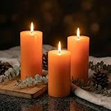 Richland Set of 3 Orange Pillar Candles 3' x 6' Unscented for Weddings Home Halloween Fall Decor Relaxation Spa Church