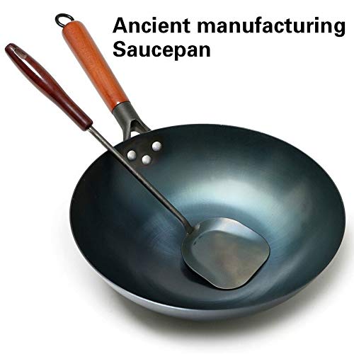 Wok de hierro con mango de madera 32 cm miniatura 3