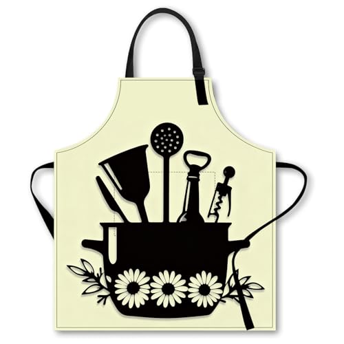 Image of Nuxovilar Cute Cooking Kitchen Apron, 26.77 * 30.7 Inches, Essential for Kitchen Cooking, Baking, Festive Gatherings