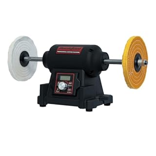 BUCKTOOL 1HP VFD Motor 8-Inch Variable Speed Bench Buffer Polisher, 900-3600 RPM One Button Speed Setting Powerful Benchtop Polisher, Extended Polishing Shaft for Jewelry, Metal Power Bench Grinders