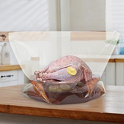 3 Counts Turkey Brining Bag by ECOOPTS | 26"×22" Extra Large Brine Bag | Thickened Brining Bag Holds Up to 35 Pounds | Double Zippers Seal Brine Bags | BPA Free (26×22 Inches)