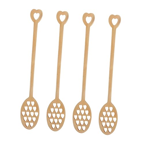 FUNOMOCYA 4pcs Honey Stick Honey Wand Honey Mixing Stick Honey Spoons for Tea Honey Dipper Honey Mixing Spoons Chocolate Stirrers Long Handle Honey Spoons Mini Honey Mini Syrup Wooden