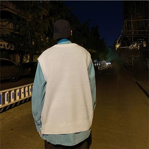 Sweater Vest Men Loose Simple Solid Color Knitted V-Neck All-Match Basic Tops Harajuku Sleeveless Jumpers4
