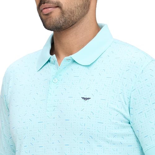 Image of Park Avenue Men's Slim Fit Print Pattern Cotton Polyester Blend Polo Neck Half Sleeve Casual T-Shirt