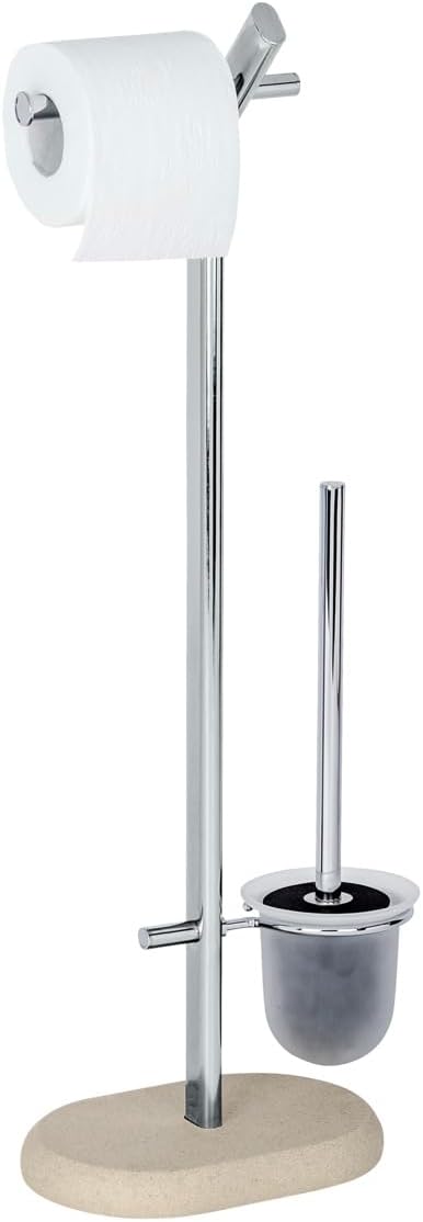 WENKO Free Standing Puro-Toilet Brush Holder, Steel, Beige, 50 x 40 x 25 cm
