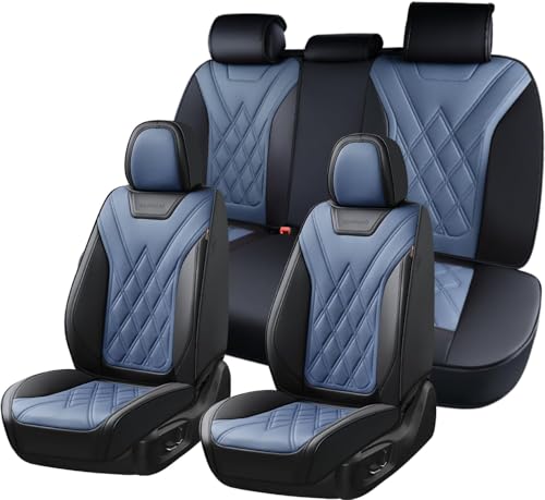 Image of Coverado Car Seat Covers Full Set, Seat Covers for Cars, Front Seat Covers and Back Seat Cover Waterproof Leather Automotive Seat Cover, Universal Car Interior Protectors Cushion for Most Cars