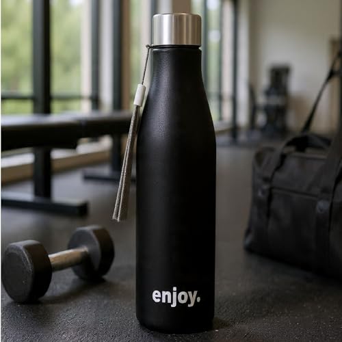 Image of CLAY CRAFT VACBOTT Bingo Single Walled Non Insulated Water Bottle, 1200 ML - 1 Piece (Black) Steel Water Bottles for School, Office, Home, Gym, Water Bottle for Men Leakproof, Rust Free Steel Bottle