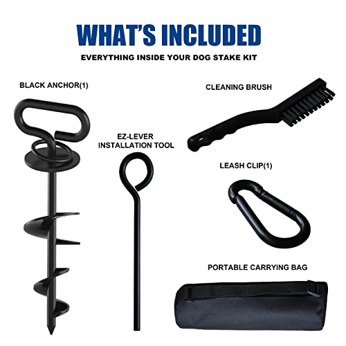 Eurmax USA Heavy Duty Dog Anchor, Triple Lock, 360° Swivel Ring, Black, 1-Pack, 12inch(1PC) - Image 3