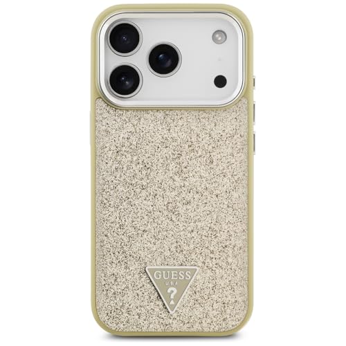 Coque Guess Glitter Triangle Logo MagSafe pour iPhone 17 Pro Gold - vue 4