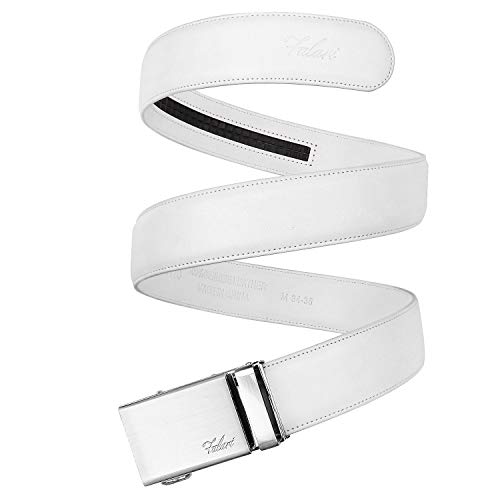 Image of Falari Men Unisex Genuine Leather Ratchet Dress and Casual Belt, Automatic Sliding Buckle, Trim to Fit