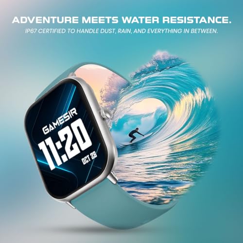 Image of GameSir H9 Smartwatch - Big Display | Bluetooth Calling | Heart Rate & SpO2 Monitor | 100+ Sports Modes | Long Battery | IP68 Waterproof | TFT Display | Design for Men & Women (Sky Blue)