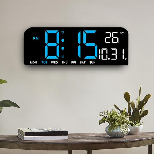 Reloj de escritorio LED con brillo ajustable y temperatura interna Qcwwy 4