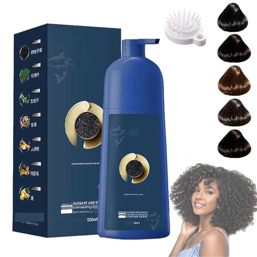 Champú para tinte capilar Qiweitang,Champú para coloración capilar,Tinte capilar con proteína de caviar Zhihuashi, Crema colorante vegetal natural - Fórmula suave,color duradero (Tan brown)