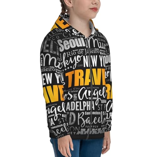 Travel Kid Hoodies Boys Zip Up Sweatshirts Girls Pullover with Pocket4