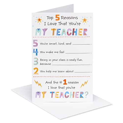 American Greetings Teacher Appreciation Thank You Card for Teacher, Fill-In-The-Blank