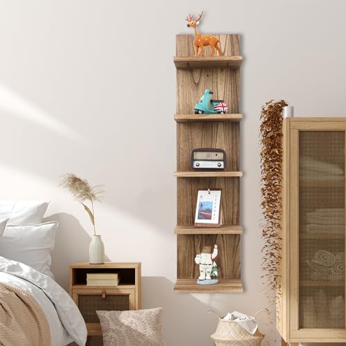 NIUBEST 5 Tier Wall Shelf Unit,Vertical Column Shelf Floating Storage Home Decor Organizer,Display Floating Shelf for Bedroom, Living Room,Vanity (Carbonized Black) - Thumbnail 5