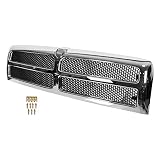 JIJIGUA Chrome w/Black Insert Grille For Ram1500 2500 3500,Easy to install,adapt to your car,Free re