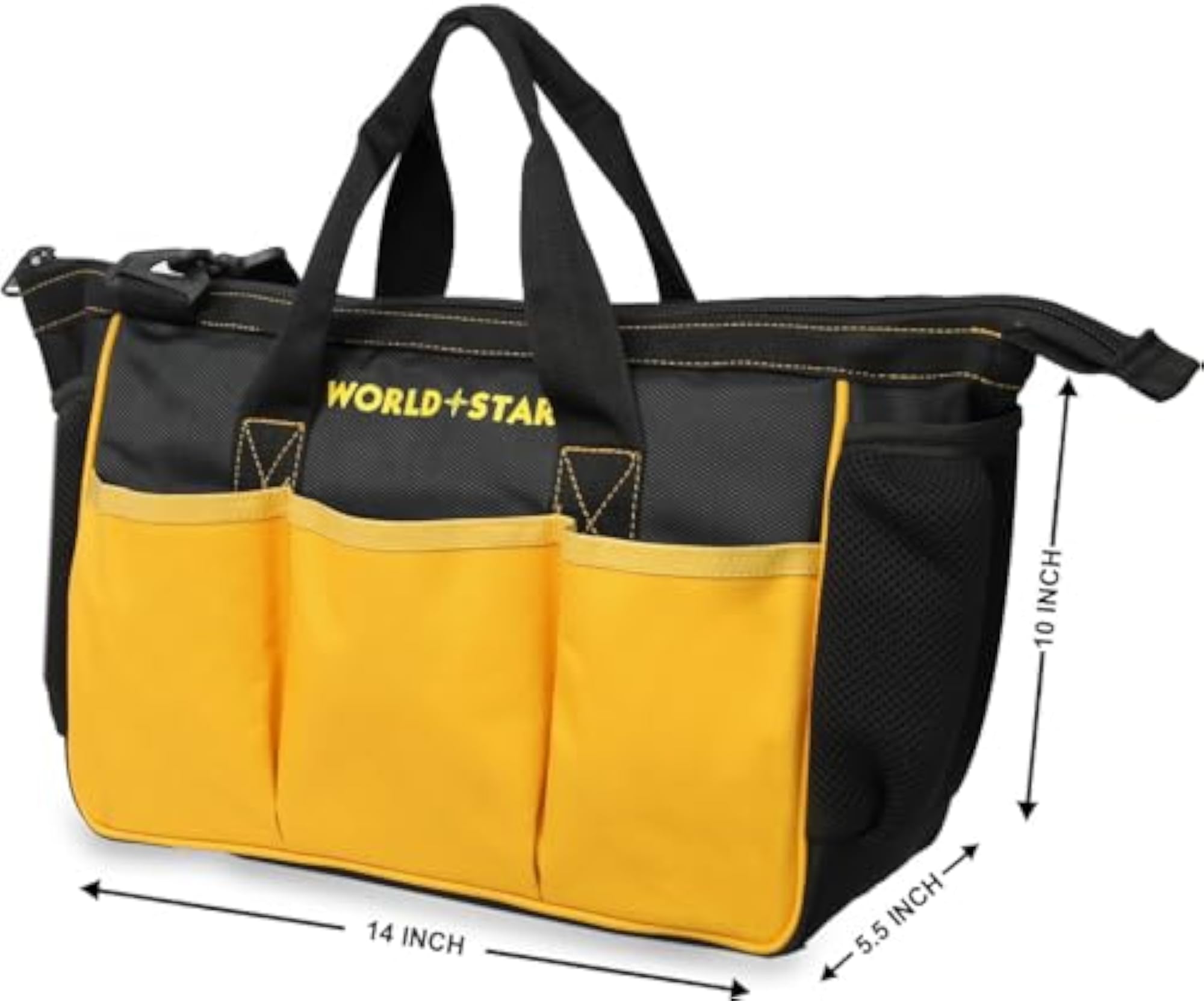 Tool Storage Bag Portable Tool Tote Zipper Bag, Black & Yellow