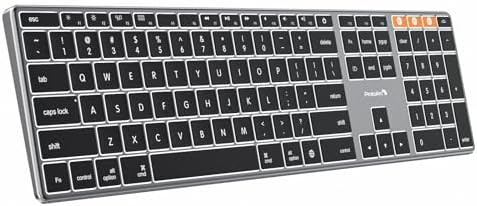 ProtoArc Backlit Wireless Keyboard for Mac, K110-A Aluminum Full Size Bluetooth Keyboard, Multi-Device, Low Profile, Fluid Quiet Typing, Rechargeable, for MacBook Pro/Air, Mac mini, iPad - Space Gray