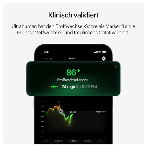 Ultrahuman M1 | Inteligentno mjerenje glukoze putem aplikacije | Poboljšajte način života, optimizirajte prehranu | 24/7 praćenje glukoze s naprednim Freestyle Libre 2 Plus CGM senzorima (4 senzora)