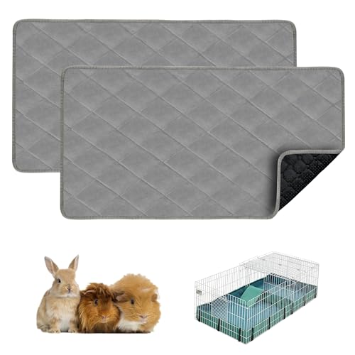 Cimiycob ND-TER-MW-2-DARK GREY Guinea Pig Bedding, Fleece Cage Liner, Midwest 47X24 In 2Pack, Super Absorbent & Odor Control & Waterproof & Reusable & Quick Dry Washable Guinea Pig Liner cover