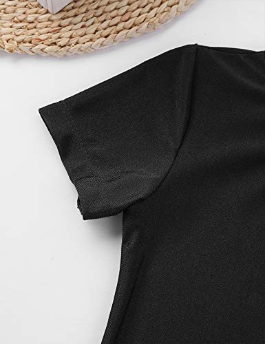 Daenrui Kids Girls Boys Short Sleeve Tumbling Unitard Athletic Gymnastic Biketard Ballet Dance Leotard Black 8 Years #TOP4
