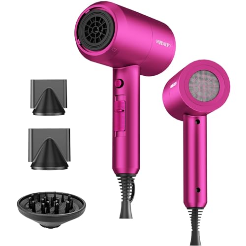 Image of SHRATE Ionic Hair Dryer with Diffuser | Professional Blow Dryer for Curly, Frizzy & All Hair Types | Low Noise & Gentle for Sensitive Hair | Compact & Portable Design for Home, Travel, Women & Men
