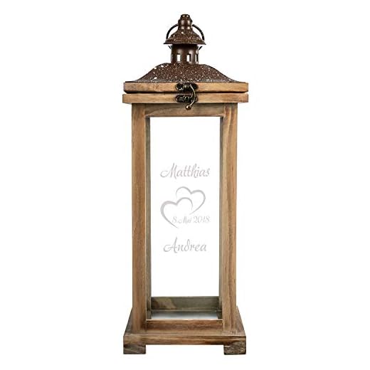 Geschenke 24 | Landhaus Laterne Holz | zum Hochzeitstag personalisiert