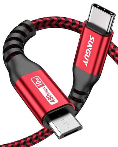SUNGUY Cable USB C a Micro USB, carga dispositivos Micro USB 2.0, 0.5M USB Tipo C a Micro USB Cable de Datos Compatible con MacBook (Pro), Samsung Galaxy S20/S9/S9+/S10,Moto Z/Z2 Rojo
