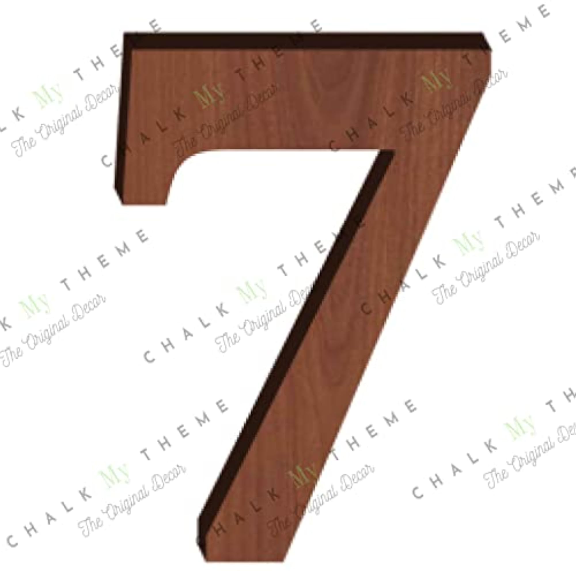 Wooden Number 7 for Wall Decoration, Rustic Brown