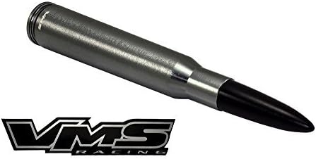 Combo VMS Racing 50 Cal Caliber GUNMETAL with BLACK TIP BULLET ANTENNA & GUNMETAL HOUSING Cover Billet Aluminum Short Compatible with Jeep Wrangler JK JL Sahara Sport Rubicon Unlimited 07-19 2007-2020