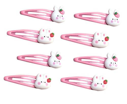 20 Pcs Rabbit Strawberry Hair Clips, Cute Metal Snap Hair Barrettes Accessories for Women Decorative Hair Clips (Rabbit 20pcs)