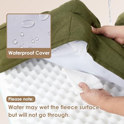 Image of EHEYCIGA Orthopedic Dog Beds Large Sized Dog, Waterproof Memory Foam Pet Bed with Sides, Non-Slip Bottom Large Pet Bed with Washable Removable Cover, Olive Green