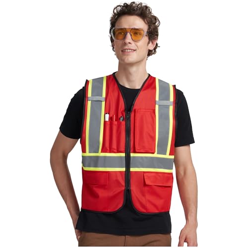 Image of A-KSAFETY High Visibility Safety Vest for Men Women with Pockets and Zipper