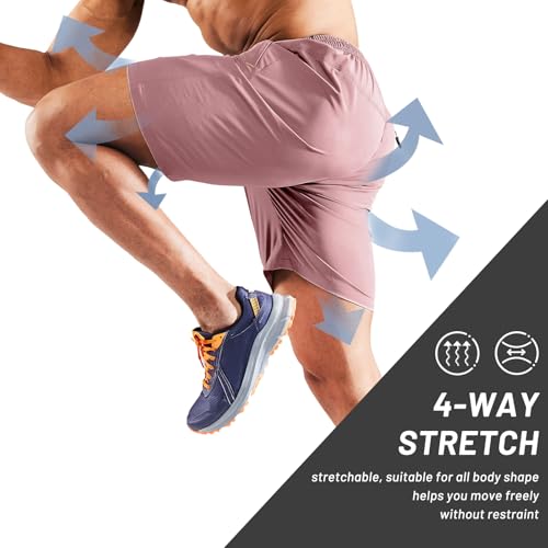 Image of MIER Men's Quick Dry Running Shorts with Zipper Pocket Elastic Waist Athletic Workout Exercise Shorts