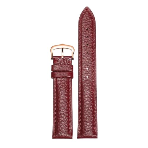Bracelet de montre en cuir véritable litchi et boucle dorée rose raffinée