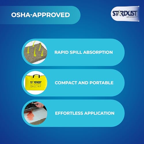 Stardust Spill Products D715 Quick Response II Spill Kit Includes Yellow Duffle, 15 Universal Sorbent Pads, 2 Universal Sorbent Socks 3"x4', 4 Disposal Bags, Nitrile Gloves