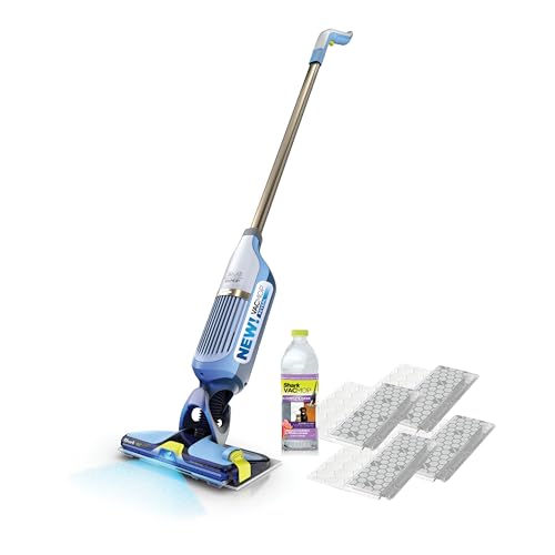 Image of Shark VACMOP Reveal Cordless Hard Floor Cleaner, Vacuum & Spray Mop, Powerful Suction, Lightweight, Illumination Light, 4 Disposable Pads, 12oz Pet Multi-Surface Cleaning Solution, Blue, VM401BL