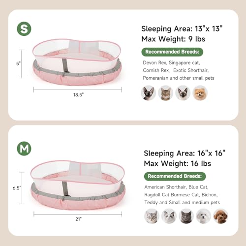 GoGoPaw Cat Bed for Indoor Kitten Bed Washable, Anti Anxiety Round Donut Pet Beds for Small Dogs Cats, Super Soft Plush Fur Pet Bed (Pink，18 Inches) — view 3