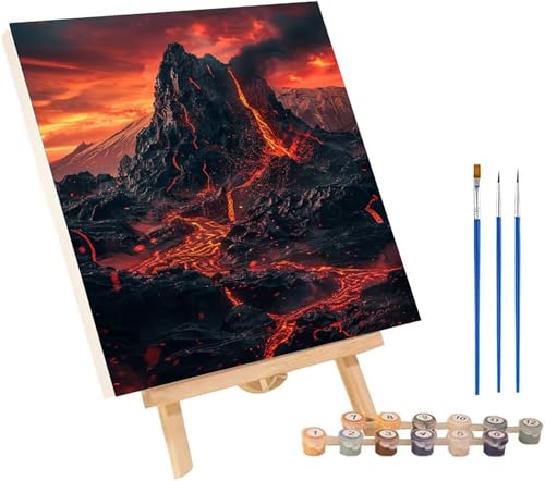 Volcano Paint by Numbers Kit for Adults Beginner, Flame Paint by Number for Adults, DIY Oil Painting Kits with Acrylic and Brush, Hobbies for Women, Home Wall Decor, Gifts for Women 40x54 in X-4567