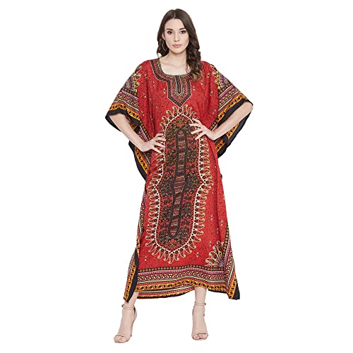 Image of Oussum Women Polyester Casual Long Plus Size Beach Caftan Cover Up Maxi Dress 1X-3X Summer Kaftan Dresses for Women