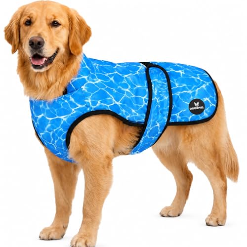 DOGOPAL Kühlweste Hund Kühljacke für Hunde mit Wasseraktivierung & UV-Sonnenschutz für heiße Tage Leichte Atmungsaktive Sommer-Hundeweste mit Stehkragen für Gassi & Outdoor (Blau XL)