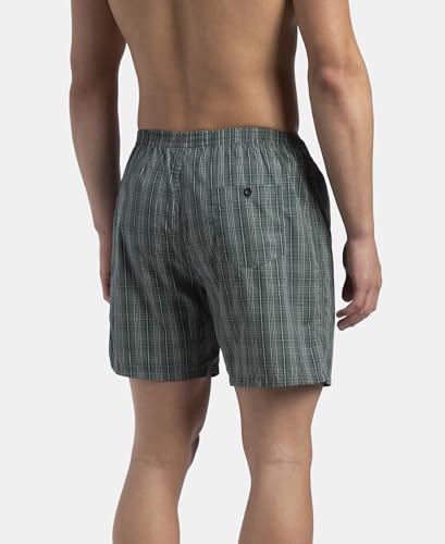 Image of Jockey 1222 Men Super Combed Mercerized Cotton Woven Checkered Boxer Shorts with Back Pocket (Pack of 2, Colors & Prints May Vary)
