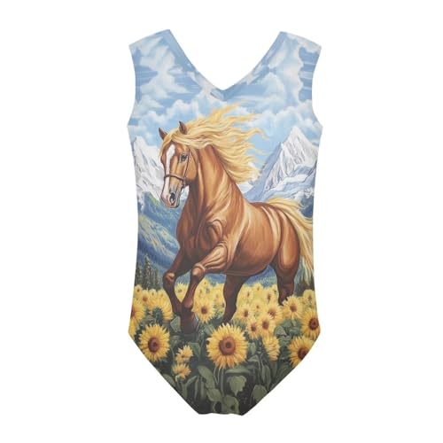 Image of Xpyiqun Swimsuits for Girls 3-14 V Neck Sleeveless Bathing Suit Summer Sport One Piece Swimwear Beach Swimming