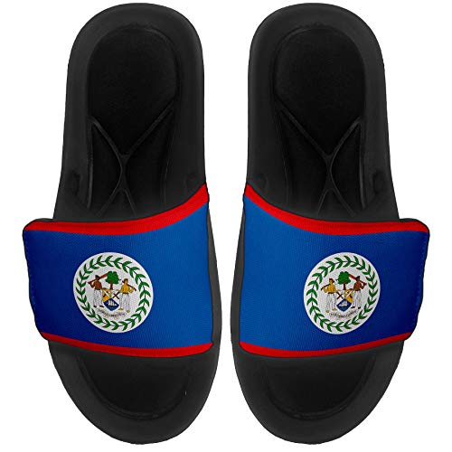 Cushioned Slide-On Sandals/Slides for Men, Women and Youth - Flag of Belize (Belizean) - Belize Flag - X Large