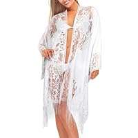 BSBUY Copricostume Mare in Pizzo Sexy, Elegante Copricostume da Bagno Donna, Pizzo Spiaggia Bikini Cover Up Pareo Donna, Cardigan Copricostume da Bagno Donna, per Vacanze, Piscina, Spiaggia e Festa