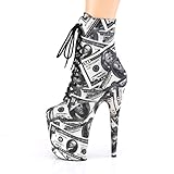 schwarze high heels mit roter sohle  Pleaser Damen FLAMINGO-1020DP Plateau High Heels Stiefelette Stoff Silbergrau/Schwarz 37 EU